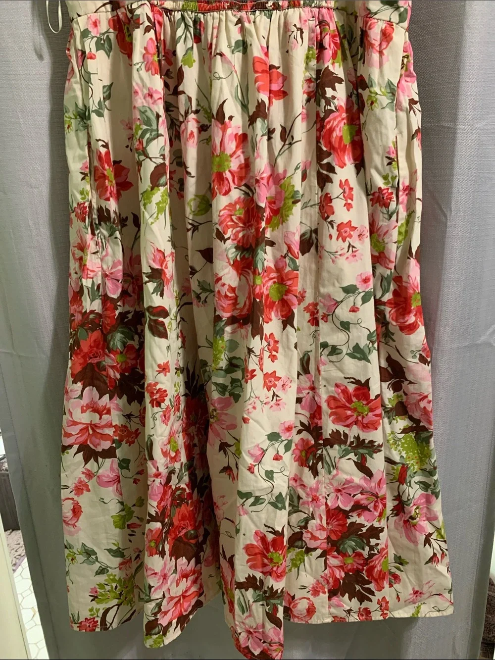 Abercrombie & Fitch Cream Dress with Pink & Green Floral Accents